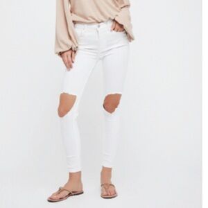 FREE PEOPLE Womens Size 25 White Jeans Skinny Leg distressed